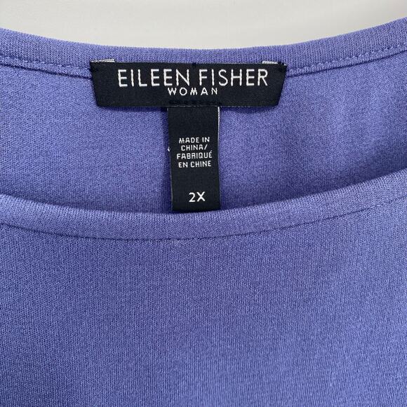 Eileen Fisher Tank Women’s 2X Raw Silk Periwinkle Quiet Luxury Old Money - Picture 3 of 7